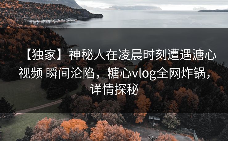 【独家】神秘人在凌晨时刻遭遇溏心视频 瞬间沦陷，糖心vlog全网炸锅，详情探秘