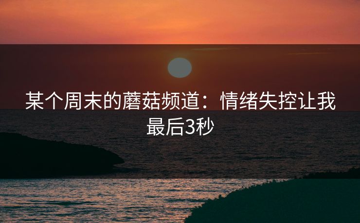 某个周末的蘑菇频道：情绪失控让我最后3秒